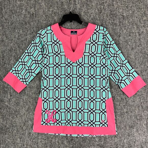 Simply Southern Top Medium Womens Oversized Tunic Smock Pullover Monogram Cotton - Picture 1 of 13